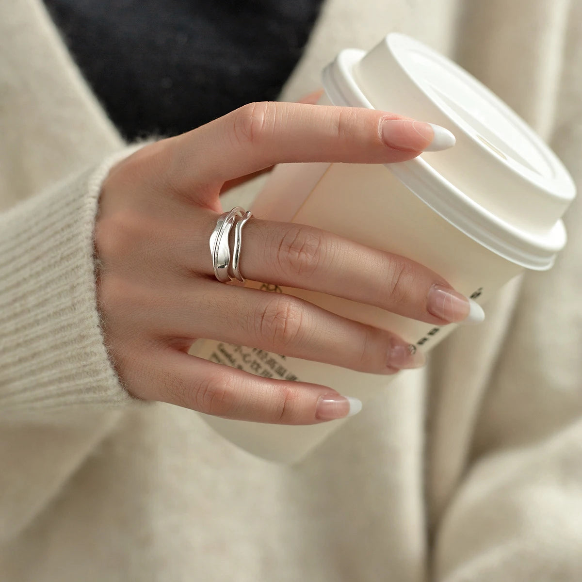 Sterling Silver Wave Open Stackable Ring