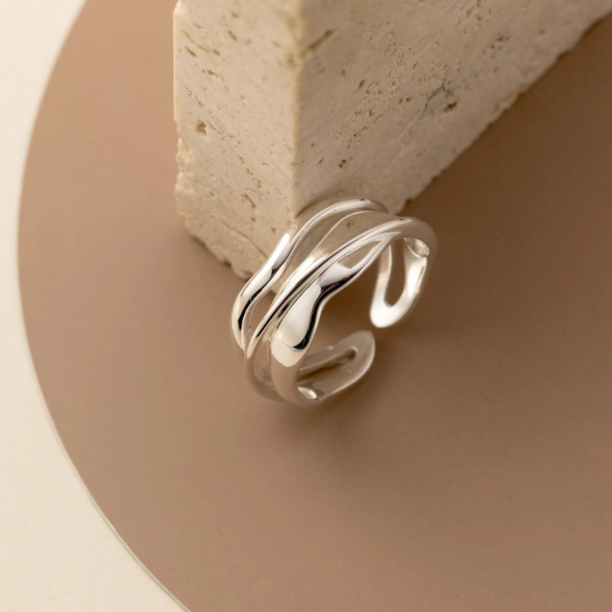 Sterling Silver Wave Open Stackable Ring