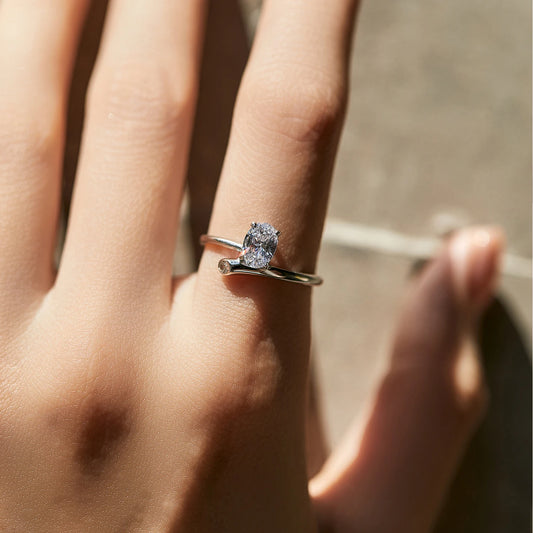 Sterling Silver Oval Pear Ring