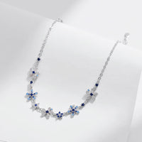 Sterling Silver Flower Pave Bracelet