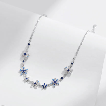 Sterling Silver Flower Pave Bracelet