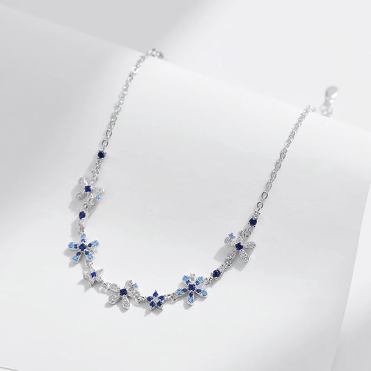 Sterling Silver Flower Pave Bracelet