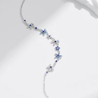 Sterling Silver Flower Pave Bracelet