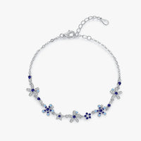 Sterling Silver Flower Pave Bracelet