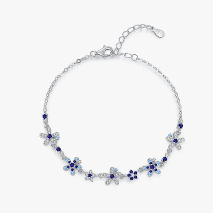Sterling Silver Flower Pave Bracelet