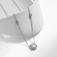 Sterling Silver Round Clear Pendant Necklace