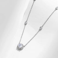 Sterling Silver Round Clear Pendant Necklace
