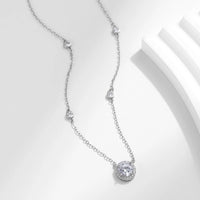 Sterling Silver Round Clear Pendant Necklace