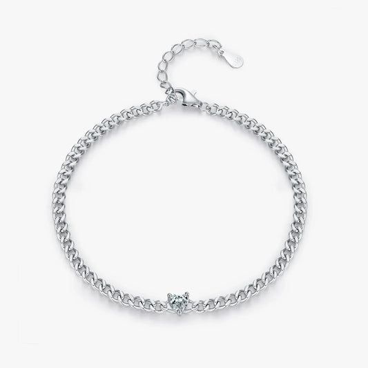 Sterling Silver Heart Adjustable Chain Bracelet