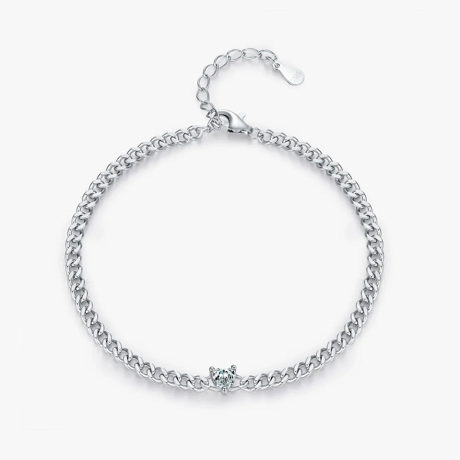 Sterling Silver Heart Adjustable Chain Bracelet