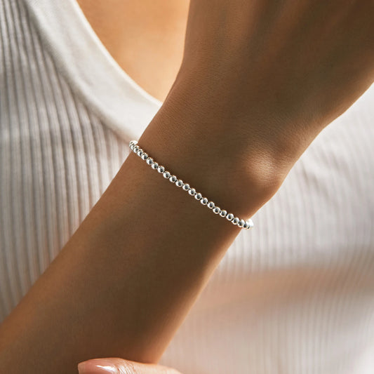 Sterling Silver 3mm Beads Adjustable Bracelet