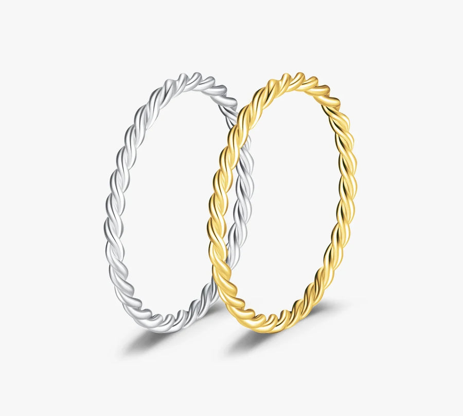 Sterling Silver Minimalist Twisted Stackable Ring