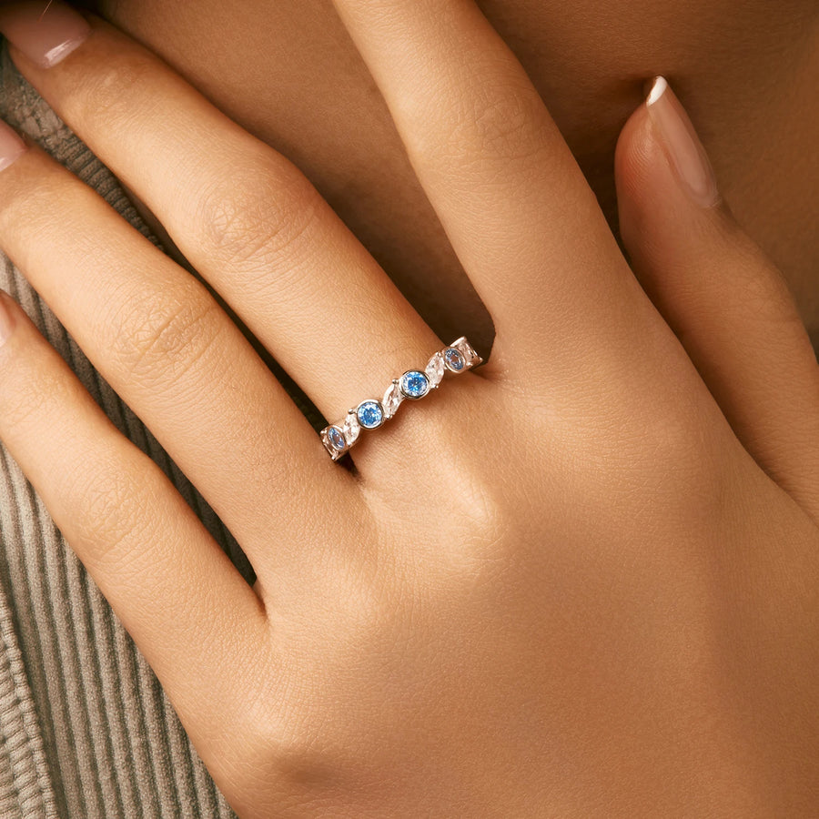 Sterling Silver Ocean Blue Eternal Ring