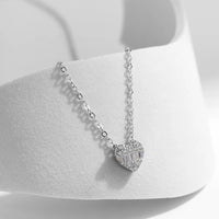 Sterling Silver Pave Setting Heart Necklace