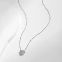 Sterling Silver Pave Setting Heart Necklace