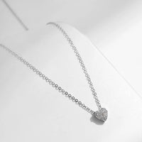 Sterling Silver Pave Setting Heart Necklace