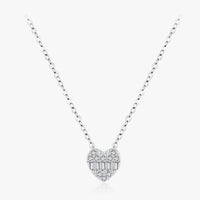 Sterling Silver Pave Setting Heart Necklace