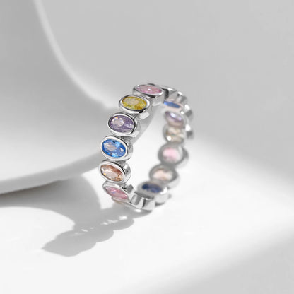 Multi-Color Cubic Zirconia Oval Eternity Ring