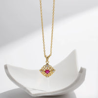 Gold Hollow Pattern Pendant Necklace