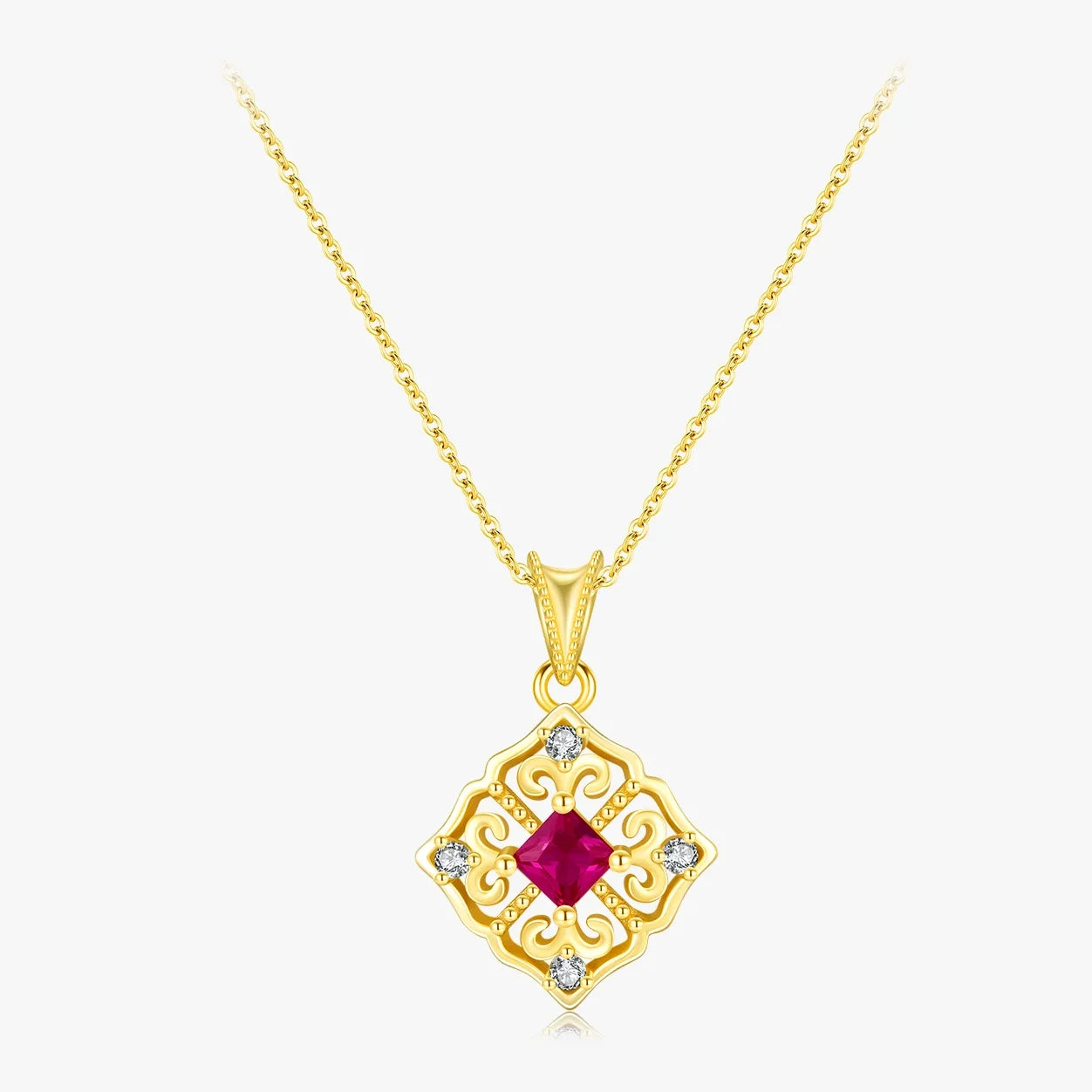 Gold Hollow Pattern Pendant Necklace