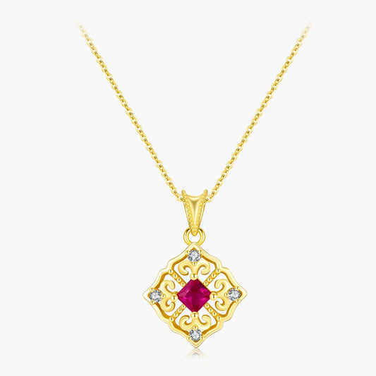 Gold Hollow Pattern Pendant Necklace