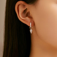 Sterling Silver Cubic Zirconia Drop Hoop Earrings