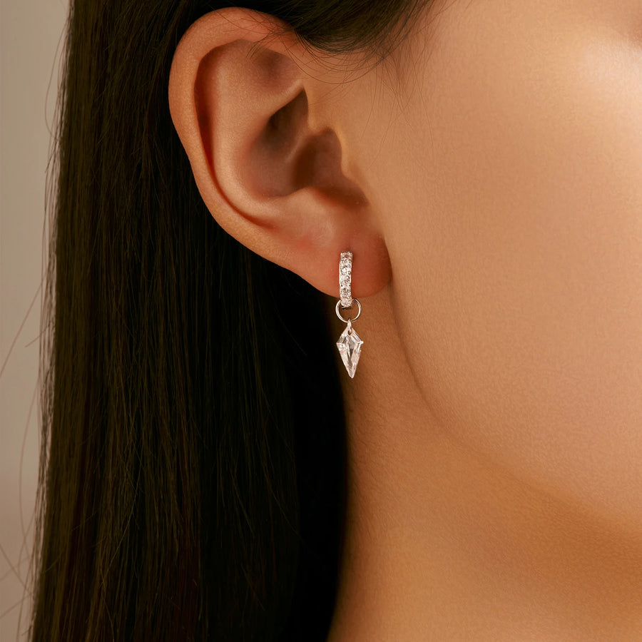 Sterling Silver Cubic Zirconia Drop Hoop Earrings