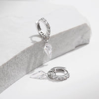 Sterling Silver Cubic Zirconia Drop Hoop Earrings