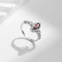 Sterling Silver Created Marquise Garnet Ring