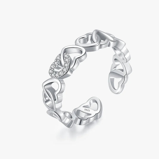 Sterling Silver Clear Romantic Adjustable Ring