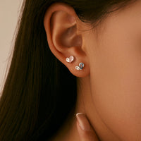 Sterling Silver Tiny Hearts Stud Earrings