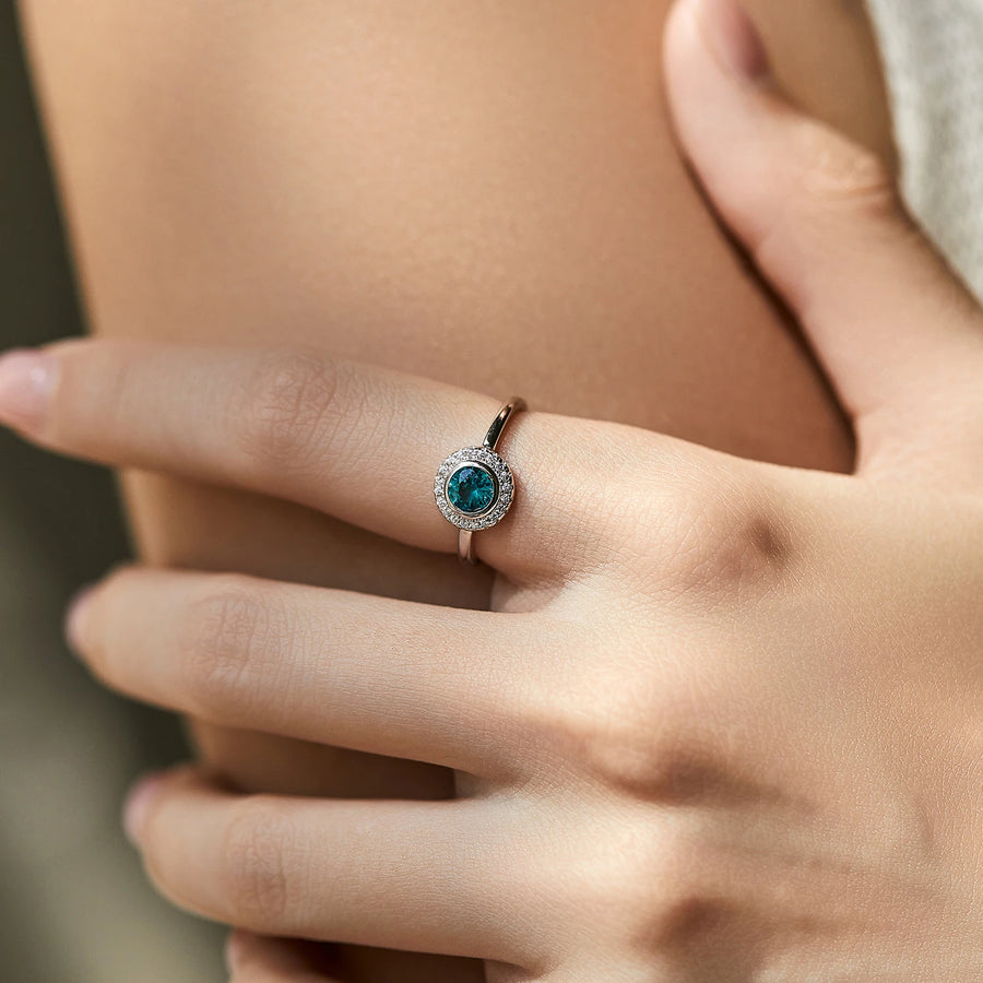 Sterling Silver Paraiba Color Cubic Zirconia Ring