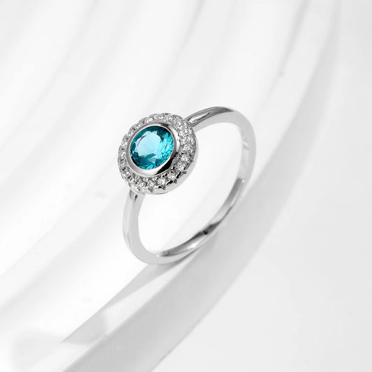 Sterling Silver Paraiba Color Cubic Zirconia Ring