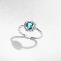 Sterling Silver Paraiba Color Cubic Zirconia Ring
