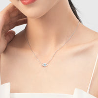 Sterling Silver Sea Blue Eye Pendant Necklace