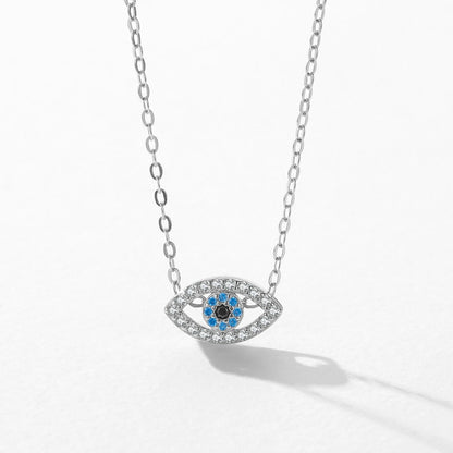 Sterling Silver Sea Blue Eye Pendant Necklace
