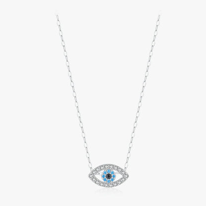 Sterling Silver Sea Blue Eye Pendant Necklace