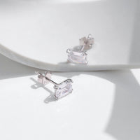 Emerald Cut Stud Earrings in Sterling Silver