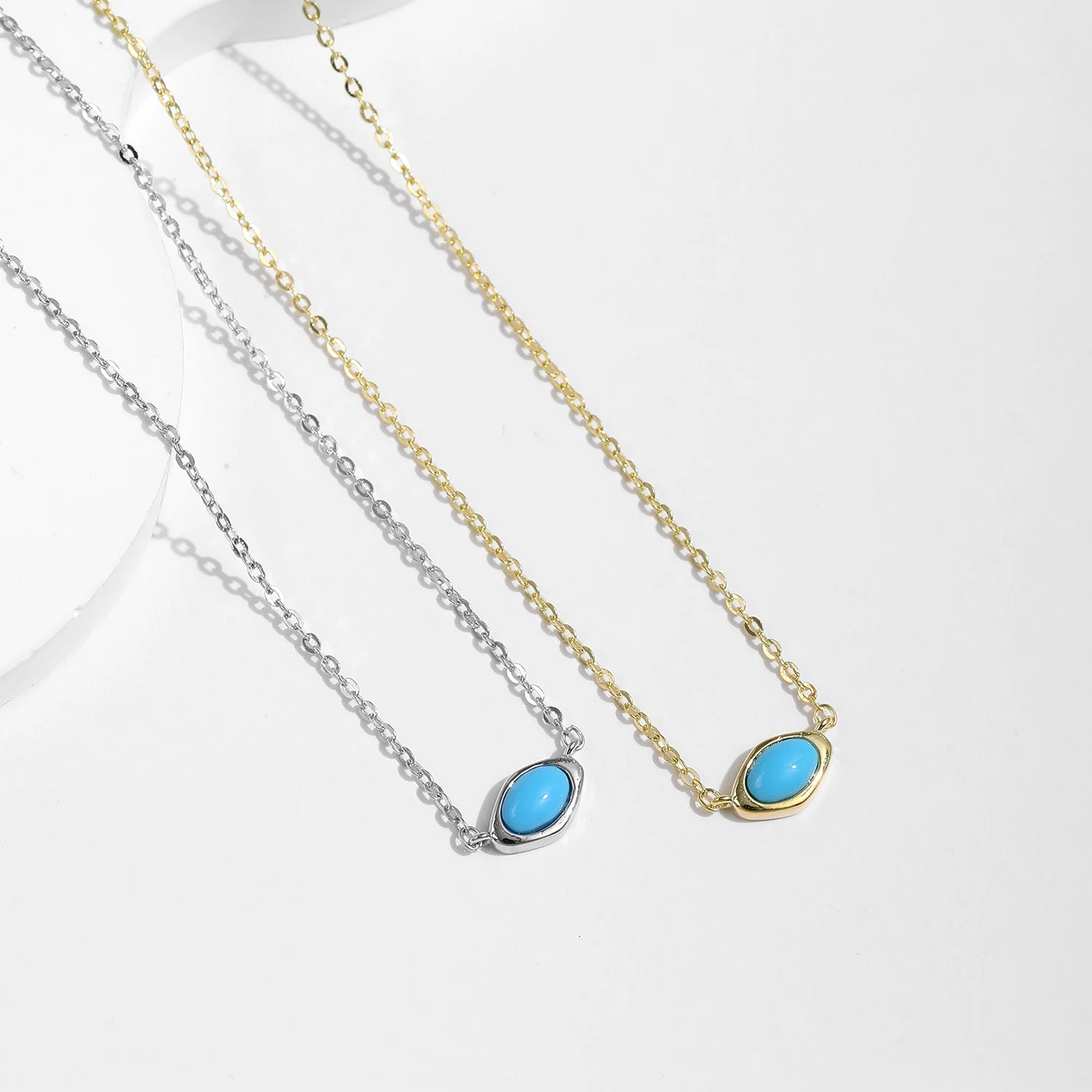 Sterling Silver Oval Turquoise Pendant Necklace