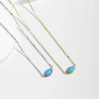 Sterling Silver Oval Turquoise Pendant Necklace