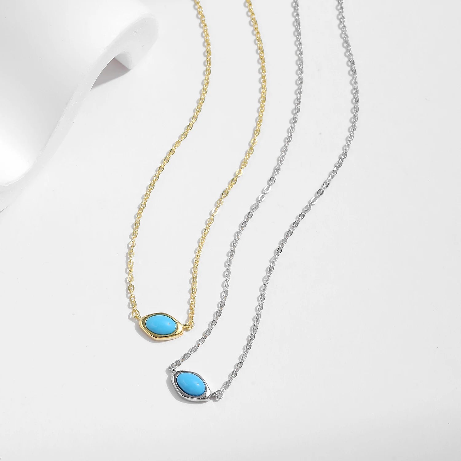 Sterling Silver Oval Turquoise Pendant Necklace