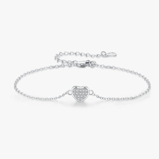 Sterling Silver Romantic Heart Bracelet