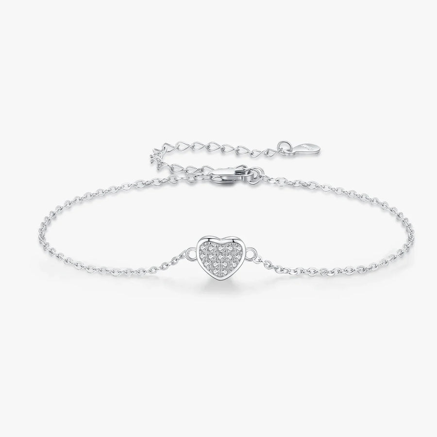 Sterling Silver Romantic Heart Bracelet