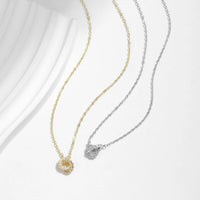 Sterling Silver Sparkling Circle Lock Necklace