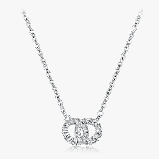 Sterling Silver Sparkling Circle Lock Necklace