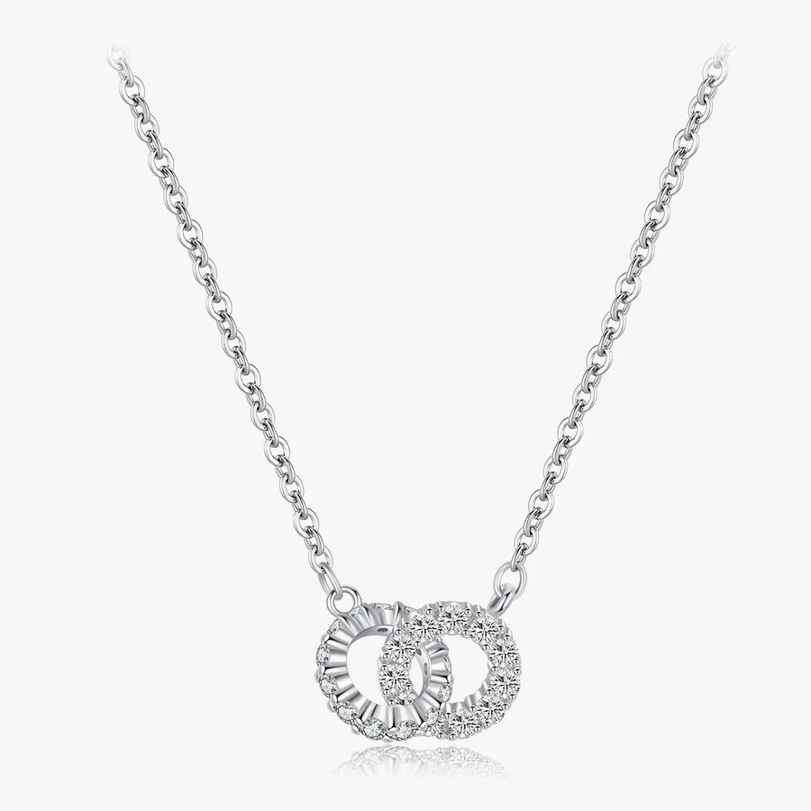 Sterling Silver Sparkling Circle Lock Necklace