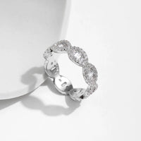 Sterling Silver Geometric Cubic Zirconia Eternity Stackable Ring