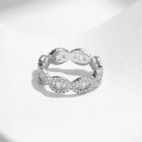 Sterling Silver Geometric Cubic Zirconia Eternity Stackable Ring