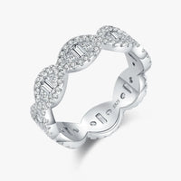 Sterling Silver Geometric Cubic Zirconia Eternity Stackable Ring