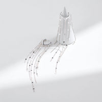 Sterling Silver Cubic Zirconia Long Tassel Hoop Earrings